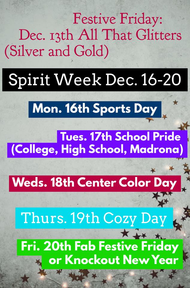 Spirit week schedule