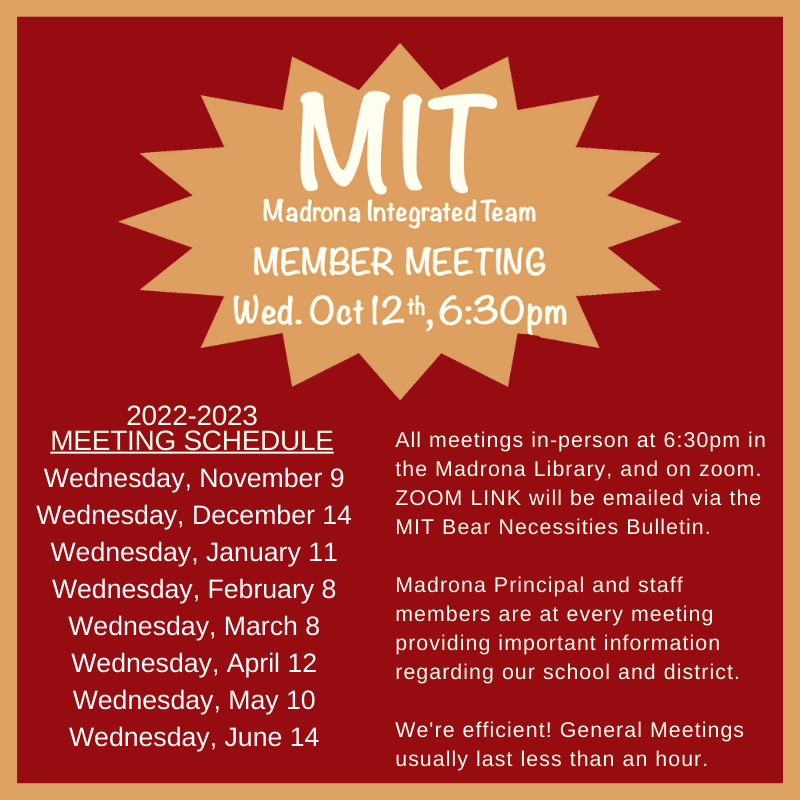MIT Meeting Schedule